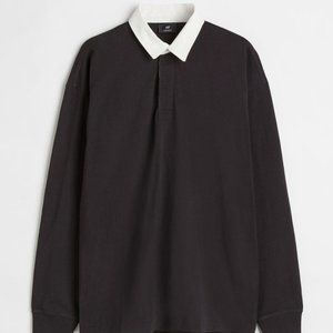 Oversized Fit Rugby Shirt - Black